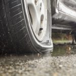Car,Flat,Tire,In,Rainy,Day